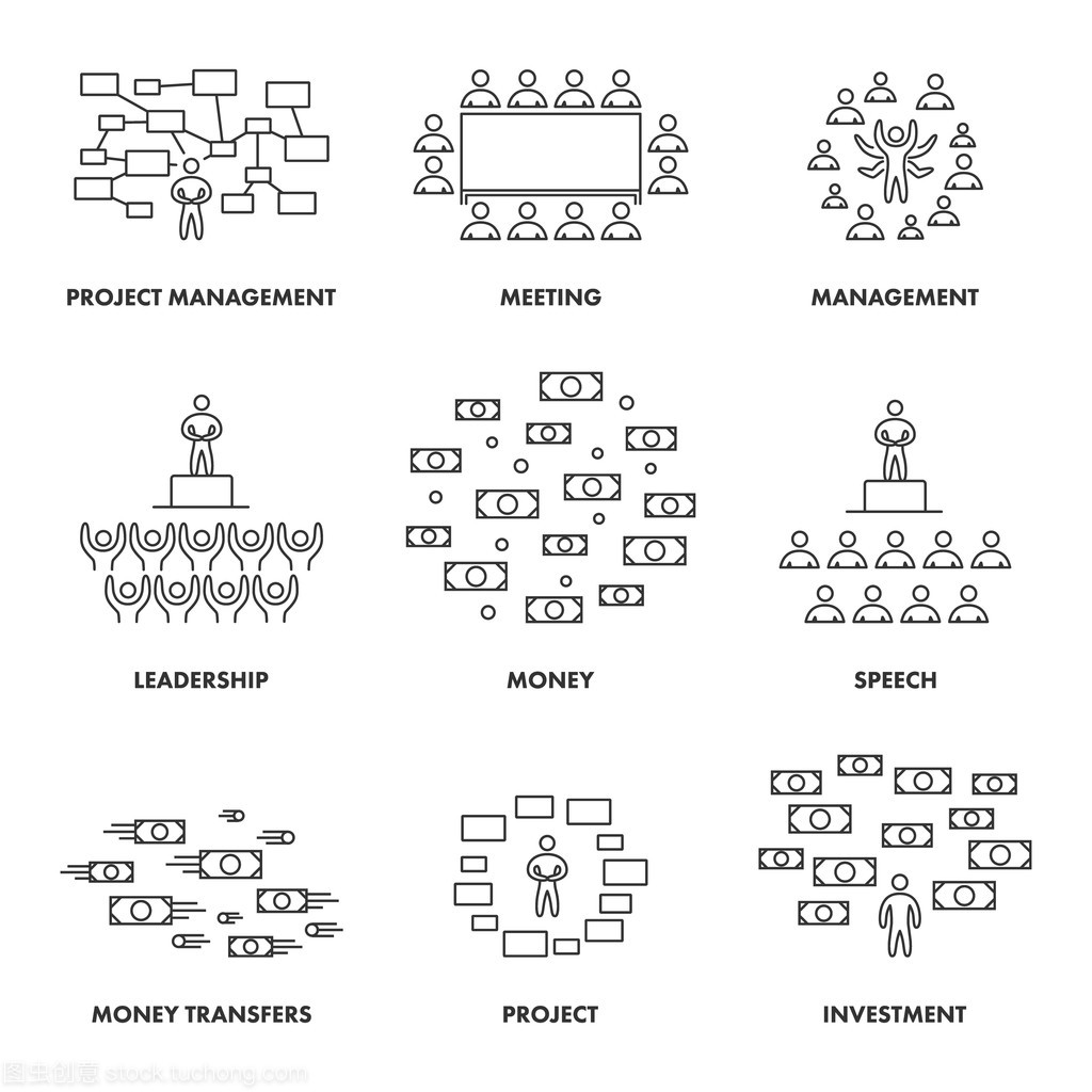 會議、 管理和投資的線性概念